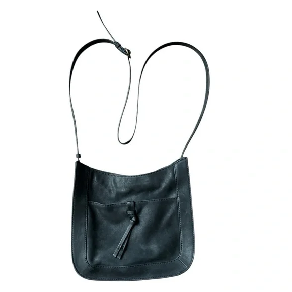 Lucky Brand Genuine Leather Black Crossbody Adjustable Strap Purse - Picture 1 of 13